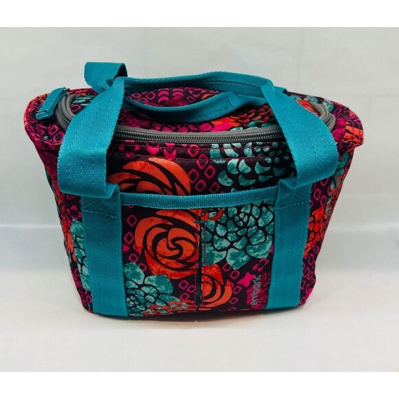 Embark Lunch Tote Insulated Liner Lunch Tote Pockets Drink Cooler Fuchsia Floral - Picture 1 of 4